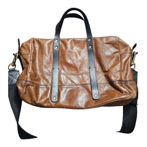 BANANA REPUBLIC Brown Leather Briefcase Messenger Bag - Picture 1 of 7